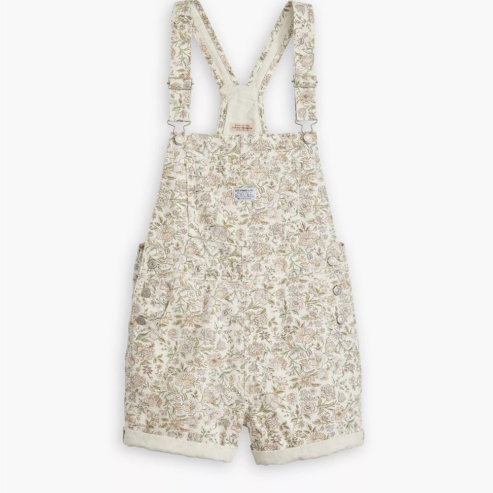 Levi's Floral Cream Short Overalls